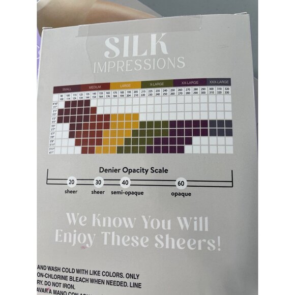 Silk Impressions Pantyhose Size Large Shimmer Sheer Beige 20 Denier 2 Pair NEW - Picture 5 of 6